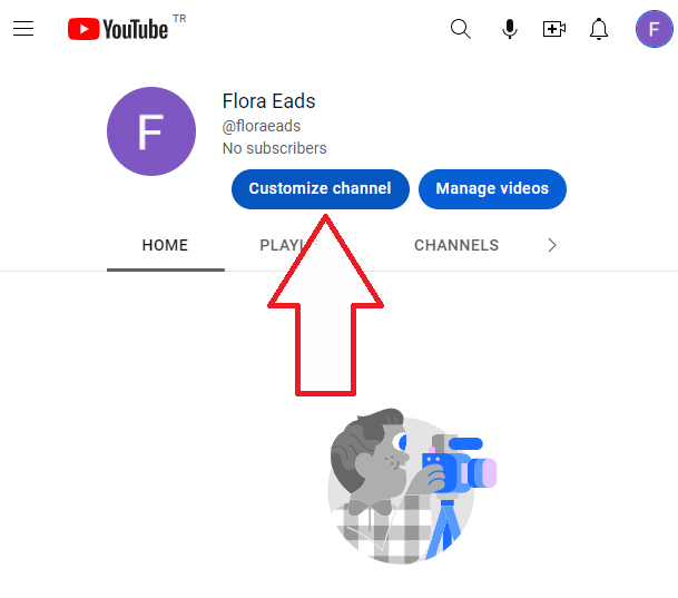 Clicking Customize channel on YouTube 